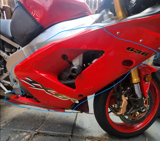 Right Side Fairing fit for ZX6R 2003-2004 red