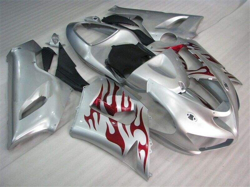 NT Silver Red Flames Fairing Fit for 2005 2006 ZX6R 636 ABS