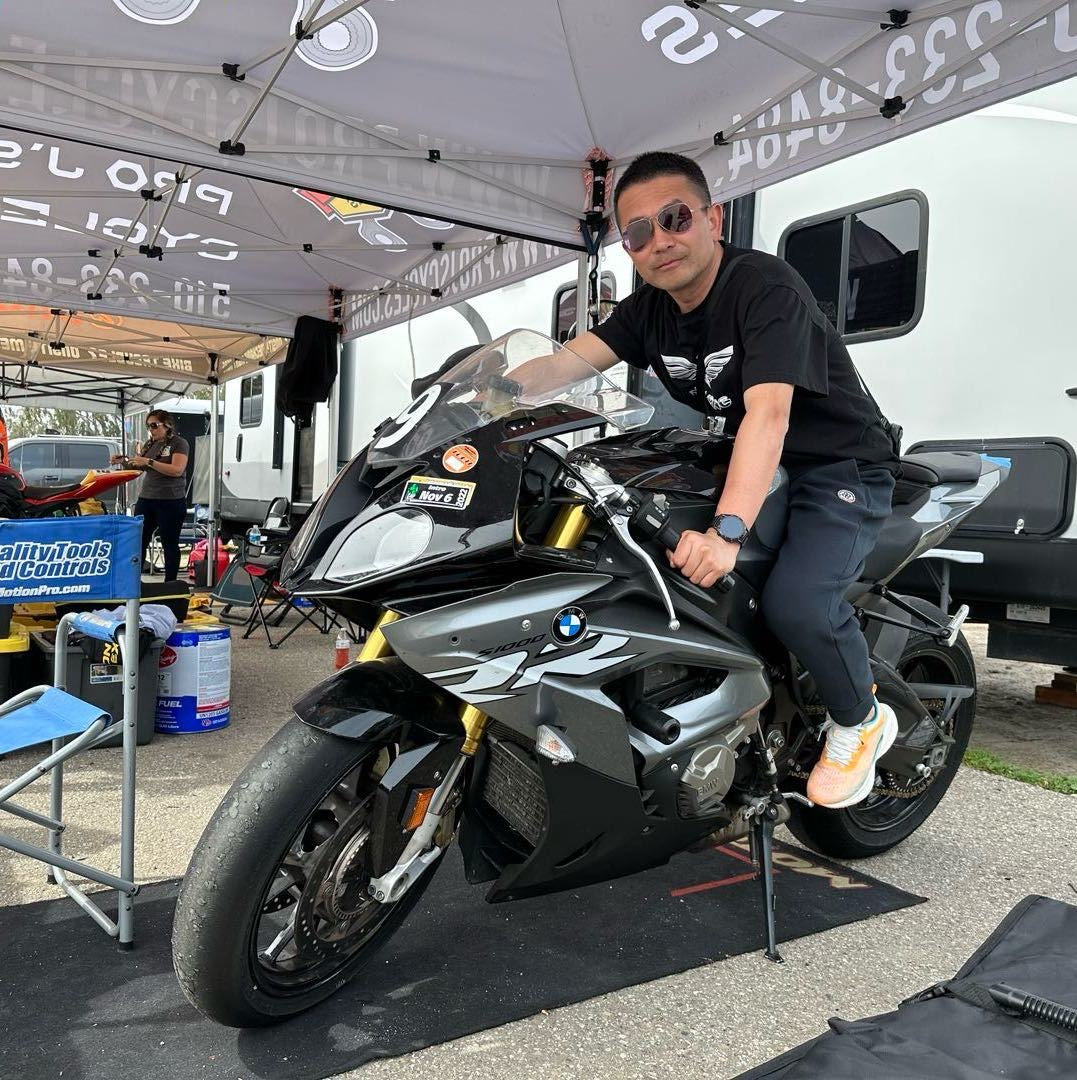 NT Fairing founder Grant Liu with a motorcycle