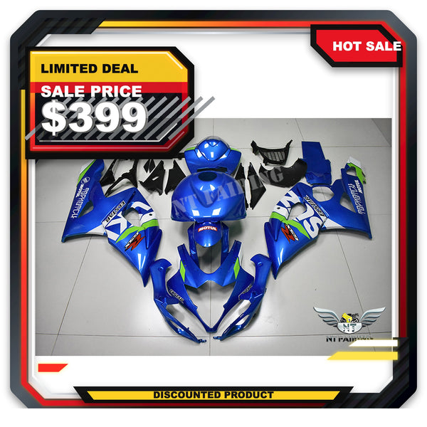 US STOCK NT Aftermarket Injection ABS Plastic Fairing Kit Fit for GSXR 1000 2005-2006 Blue White N073 Available in CA