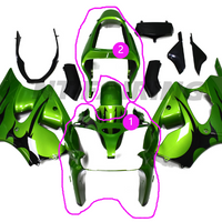 Aftermarket ABS Plastic Front Fairing And Tail Fairing Fit for ZX6R 2000-2002 Green Black