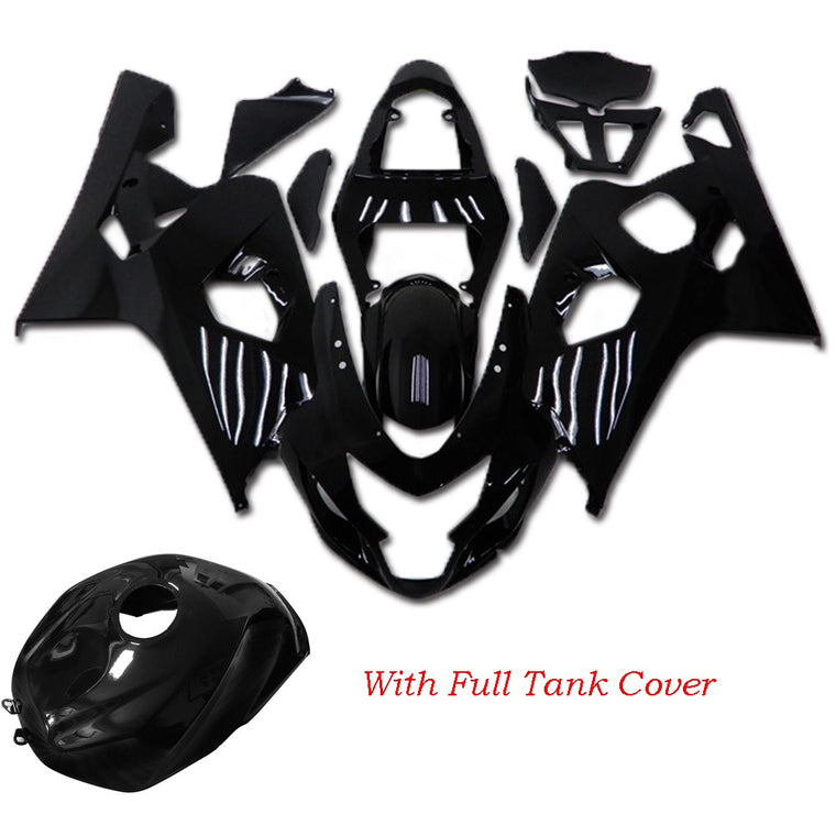 US STOCK NT Aftermarket Injection ABS Plastic Fairing Fit for GSXR 600/750 2004-2005 Glossy Black with Full Tank Cover N009 Available in CA