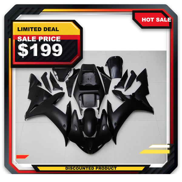 US STOCK NT Aftermarket Injection ABS Plastic Fairing Fit for YZF R1 2002-2003 Black N022 Available in CA