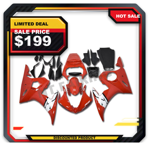 US STOCK NT Aftermarket Injection ABS Plastic Fairing Kit Fit for YZF R6 2003-2005 Red White N054 Available in TX