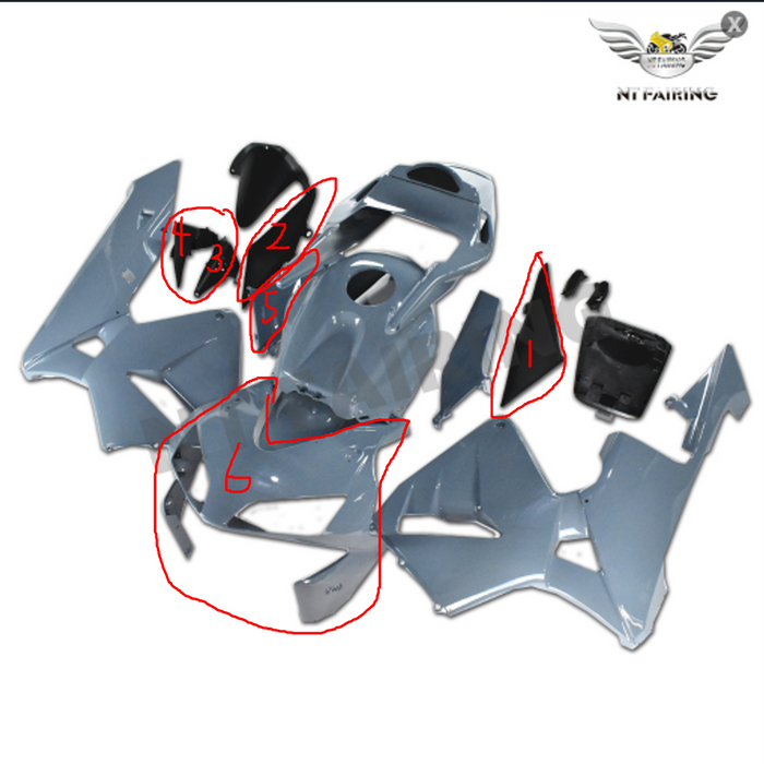 NT Aftermarket Injection 6 Pieces Fairings Fit for CBR600RR 2003-2004 Nardo Gray