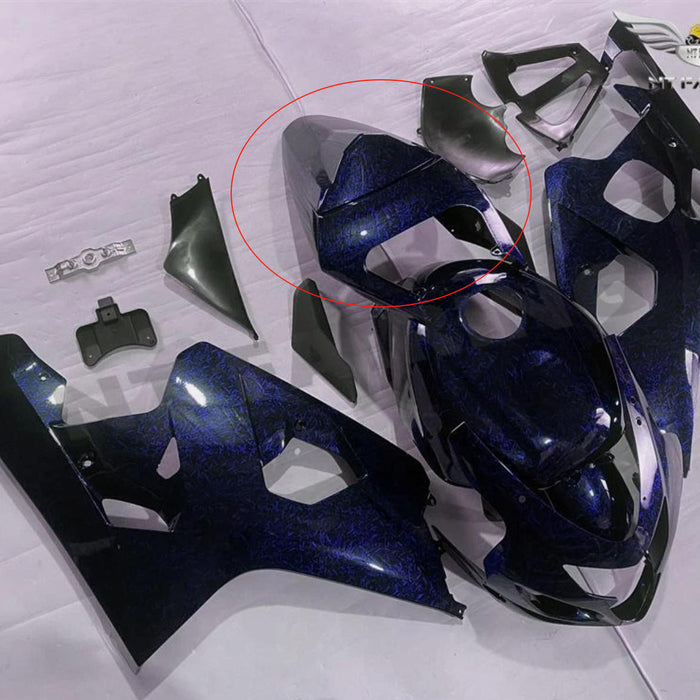 NT Aftermarket Injection  （Rear fairing + seat cover ）Fairing Fit for GSX-R 600/750 2004 2005 Blue Forged Carbon Fiber Look