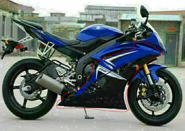 Aftermarket ABS Plastic Right Side Mid and Lower Fairing Fit for YZF R6 2008-2016