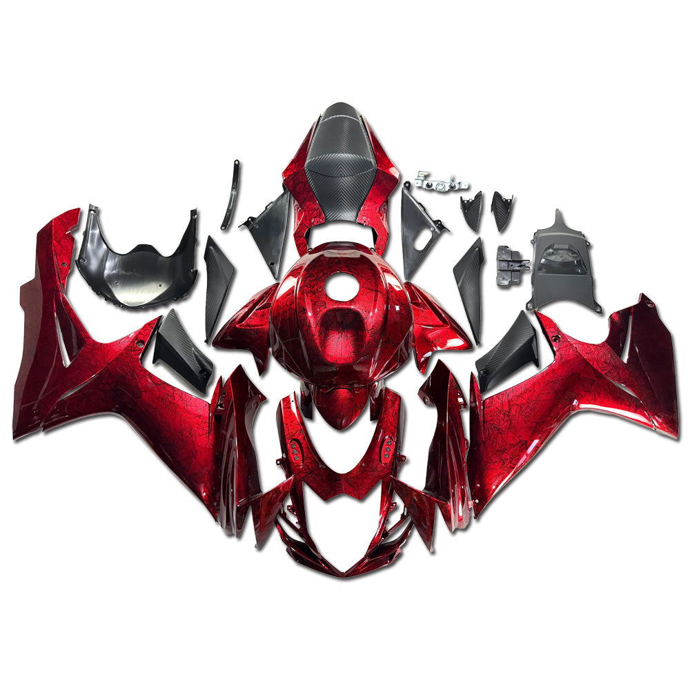NT Fairing Fit for Suzuki 2011-2027 GSXR600/750 S10- Red Ice Cracked Forged Carbon Fiber Look | ABS Injection