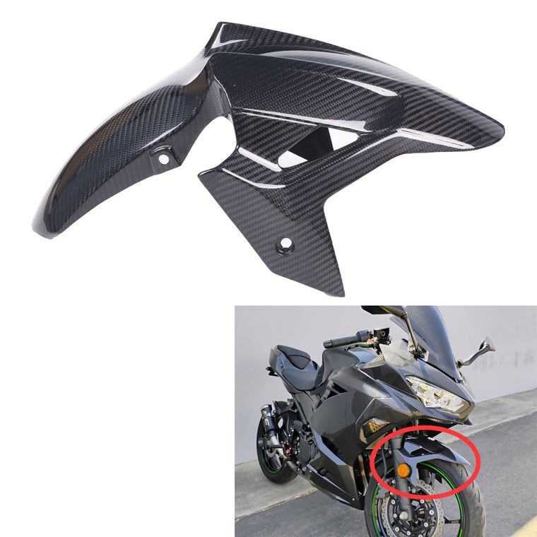 NT FAIRING Real 3K Carbon Fiber Front Fender for Kawasaki Ninja 2018-2023 EX400 400R & 2024 2025 500R EX500, Glossy 2x2 Twill Weave