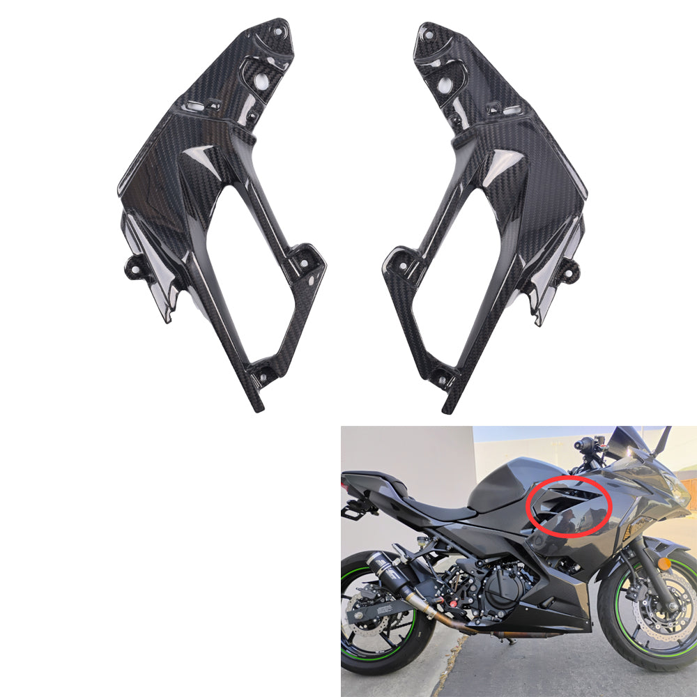 NT FAIRING Real 3K Carbon Fiber Side Fairings for Kawasaki Ninja 2018-2023 EX400 400R, Glossy 2x2 Twill Weave