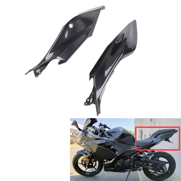 NT FAIRING Real 3K Carbon Fiber Tail Side Fairings for Kawasaki Ninja 2018-2023 EX400 400R, Glossy 2x2 Twill Weave