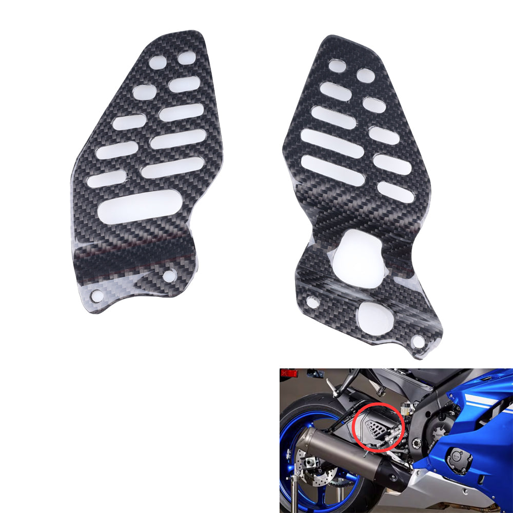 NT FAIRING Real 3K Carbon Fiber Heal Plates for Yamaha 2017-2024 YZF R6, Glossy 2x2 Twill Weave
