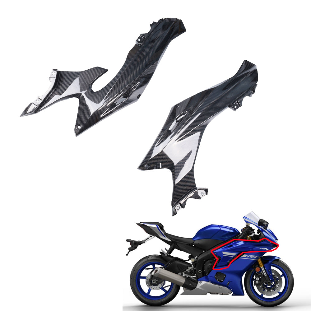 NT FAIRING Real 3K Carbon Fiber Upper Side Fairings for Yamaha 2017-2024 YZF R6, Glossy 2x2 Twill Weave
