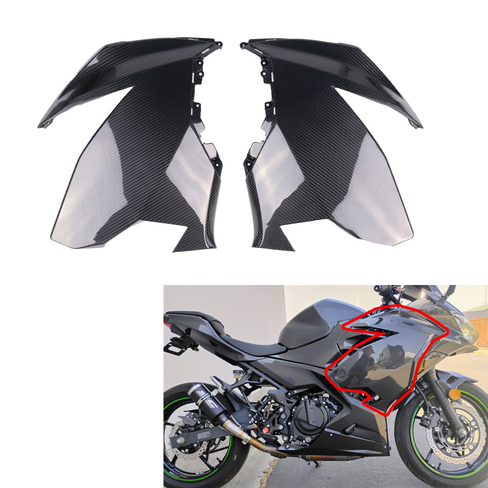 NT FAIRING Real 3K Carbon Fiber Side Fairings for Kawasaki Ninja 2018-2023 EX400 400R, Glossy 2x2 Twill Weave