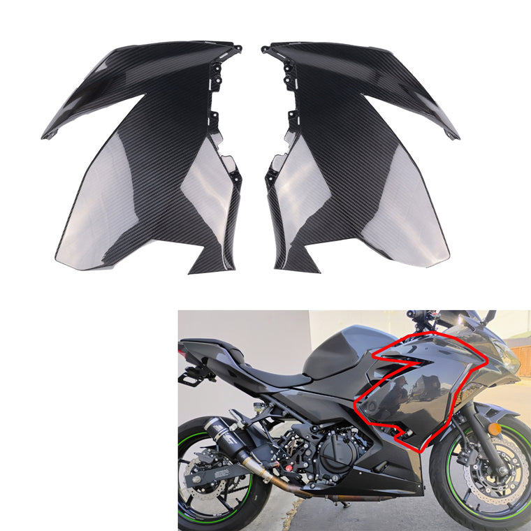 NT FAIRING Real 3K Carbon Fiber Side Fairings for Kawasaki Ninja 2018-2023 EX400 400R, Glossy 2x2 Twill Weave