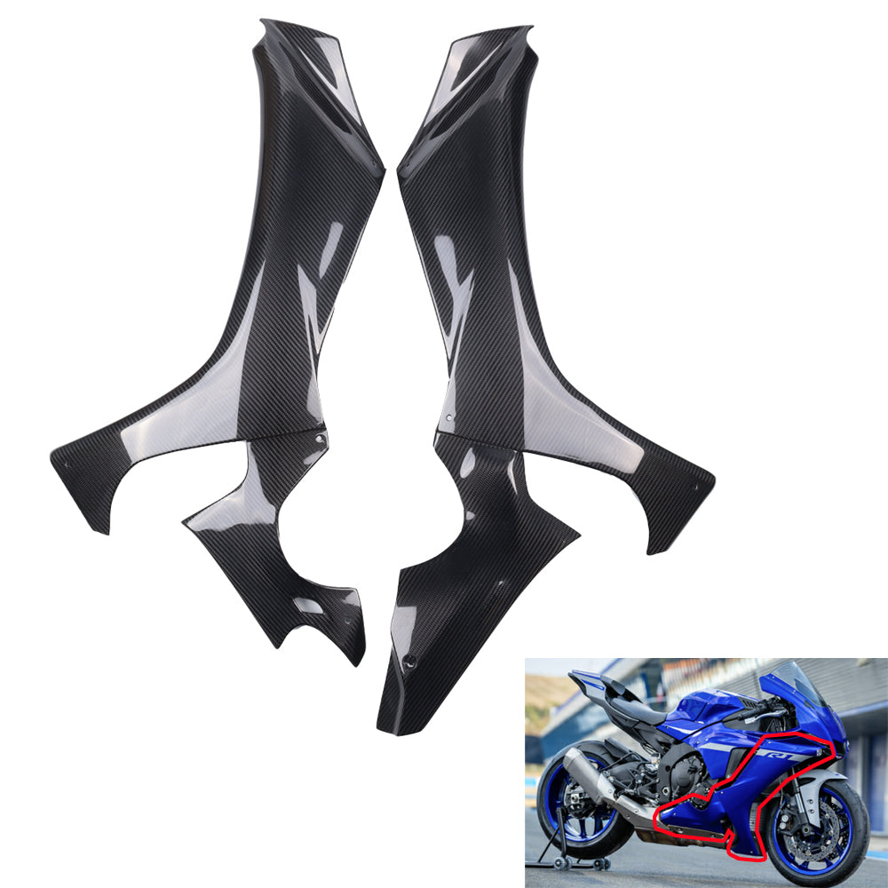 NT FAIRING Real 3K Carbon Fiber Side Panels with Winglets for Yamaha 2020-2024 YZF R1, Glossy 2x2 Twill Weave