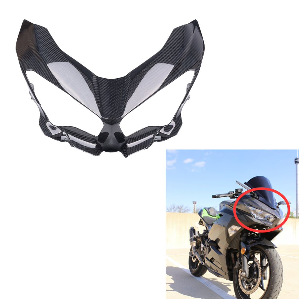 NT FAIRING Real 3K Carbon Fiber Front Nose Fairing for Kawasaki Ninja 2018-2023 EX400 400R, Glossy 2x2 Twill Weave