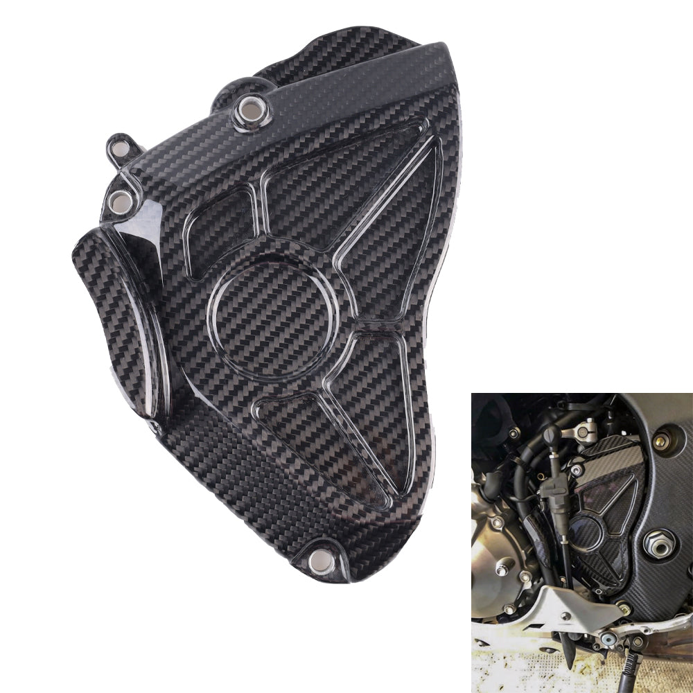 NT FAIRING Real 3K Carbon Fiber Sprocket Cover for Yamaha 2020-2024 YZF R1, Glossy 2x2 Twill Weave