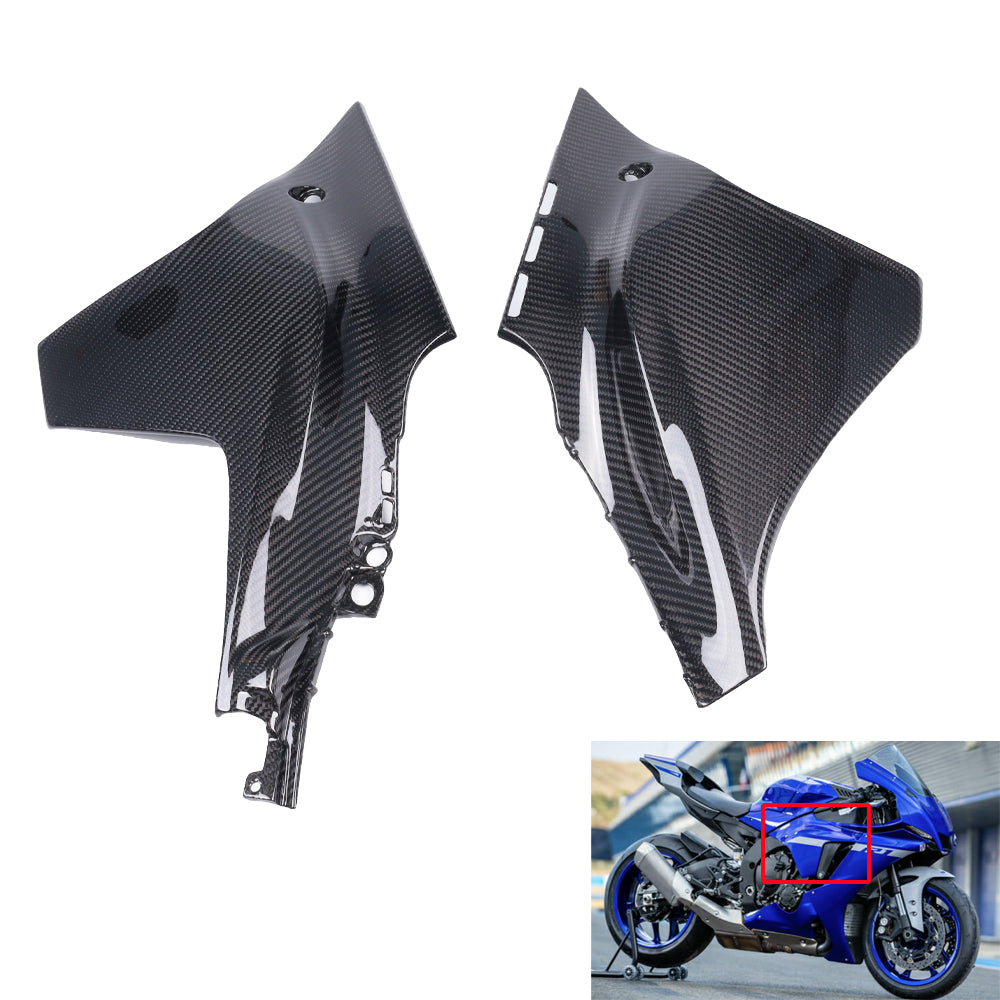 NT FAIRING Real 3K Carbon Fiber Middle Side Panels for Yamaha 2020-2024 YZF R1, Glossy 2x2 Twill Weave