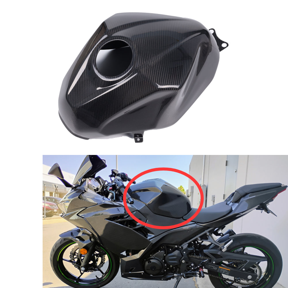 NT FAIRING Real 3K Carbon Fiber Full Tank Cover for Kawasaki Ninja 2018-2023 EX400 400R & 2024 2025 500R EX500, Glossy 2x2 Twill Weave