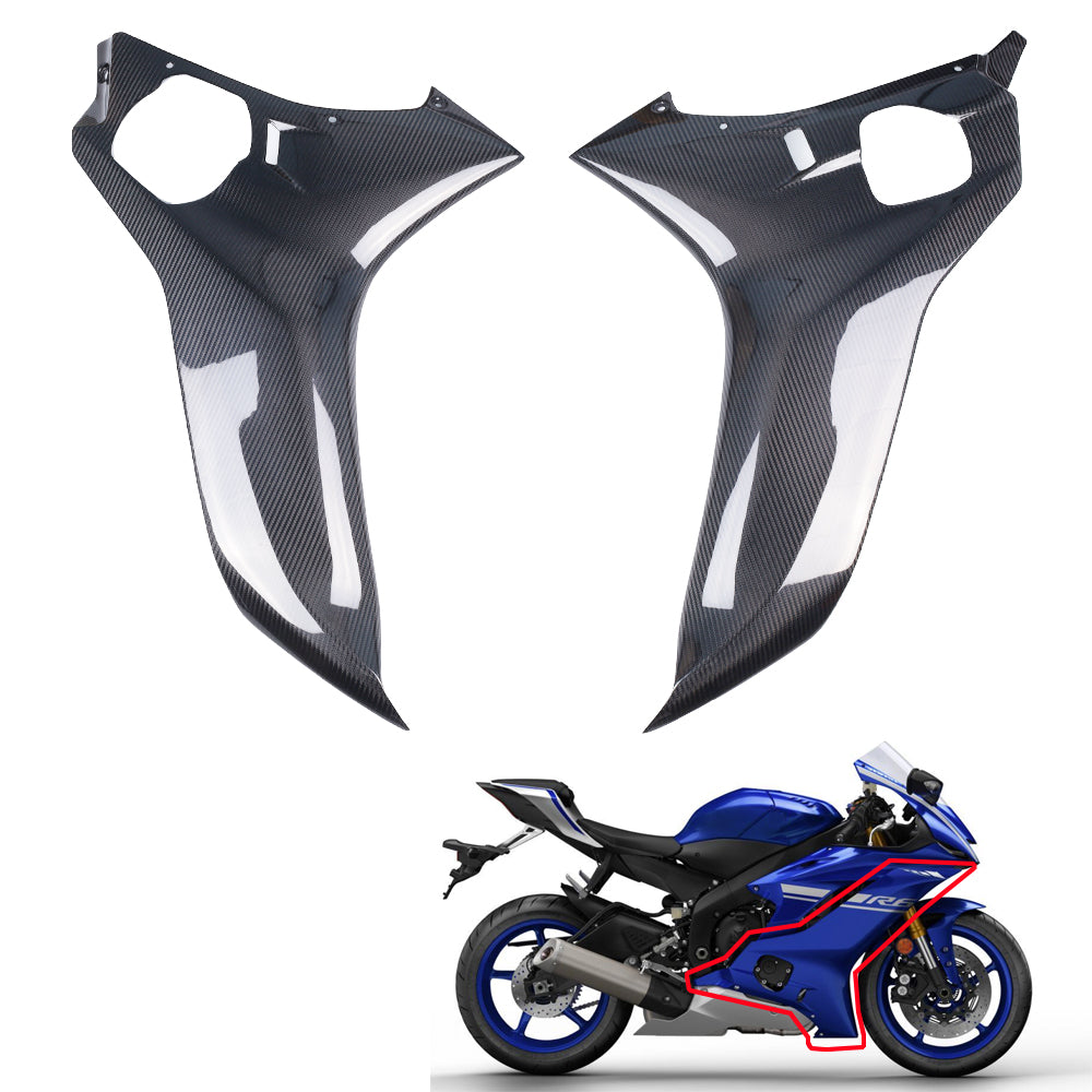 NT FAIRING Real 3K Carbon Fiber Middle Side Fairings for Yamaha 2017-2024 YZF R6, Glossy 2x2 Twill Weave