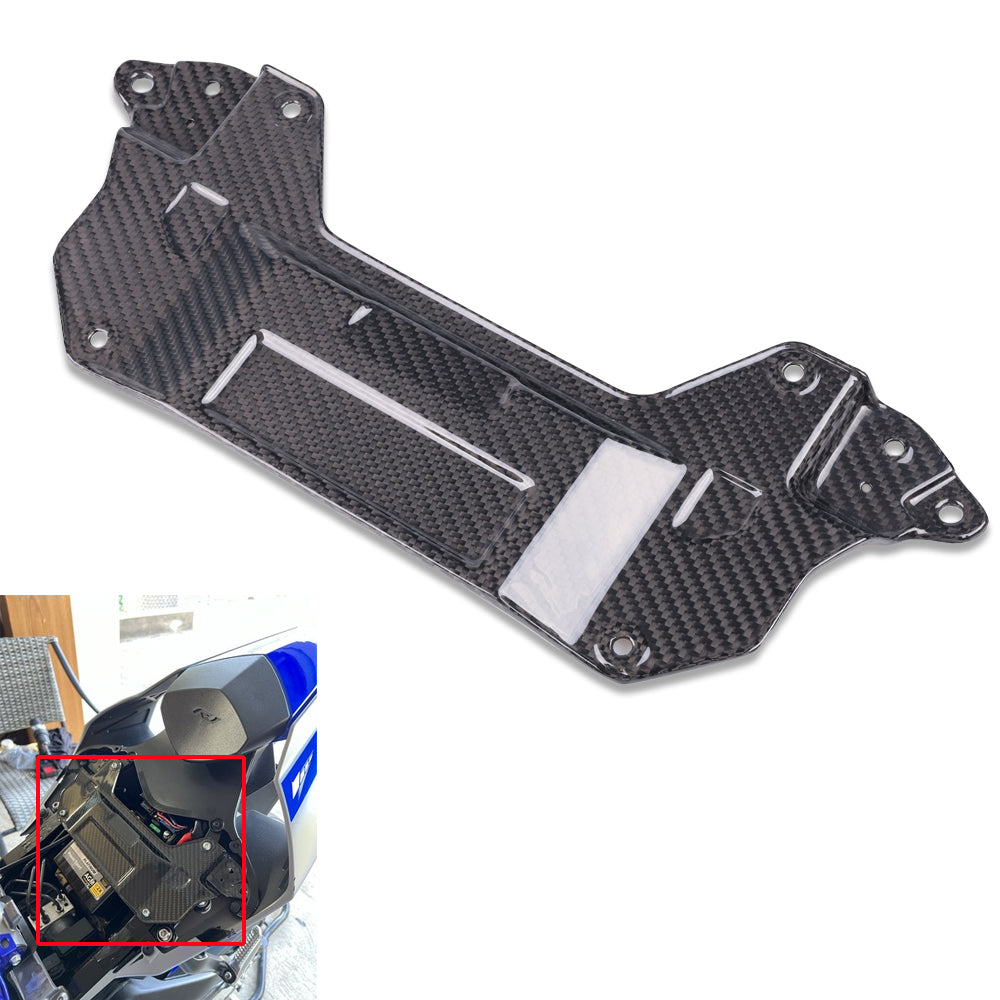 NT FAIRING Real 3K Carbon Fiber Battery Mounting Bracket Holder for Yamaha 2015-2026 R1 R1M R1S, Glossy 2x2 Twill Weave