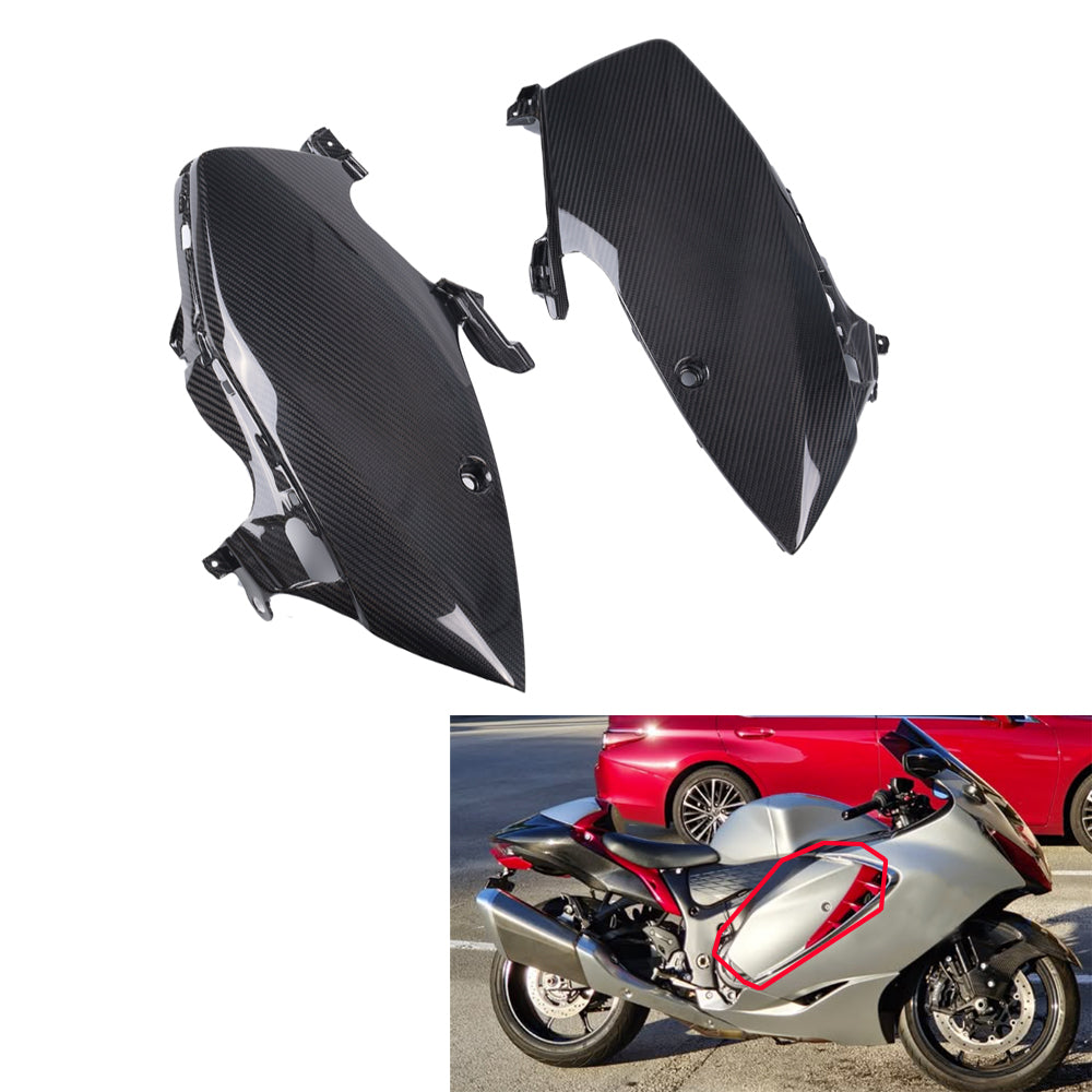 NT FAIRING Real 3K Carbon Fiber Side Panels with Winglets for Suzuki 2021-2026 Gen3 Hayabusa, Glossy 2x2 Twill Weave