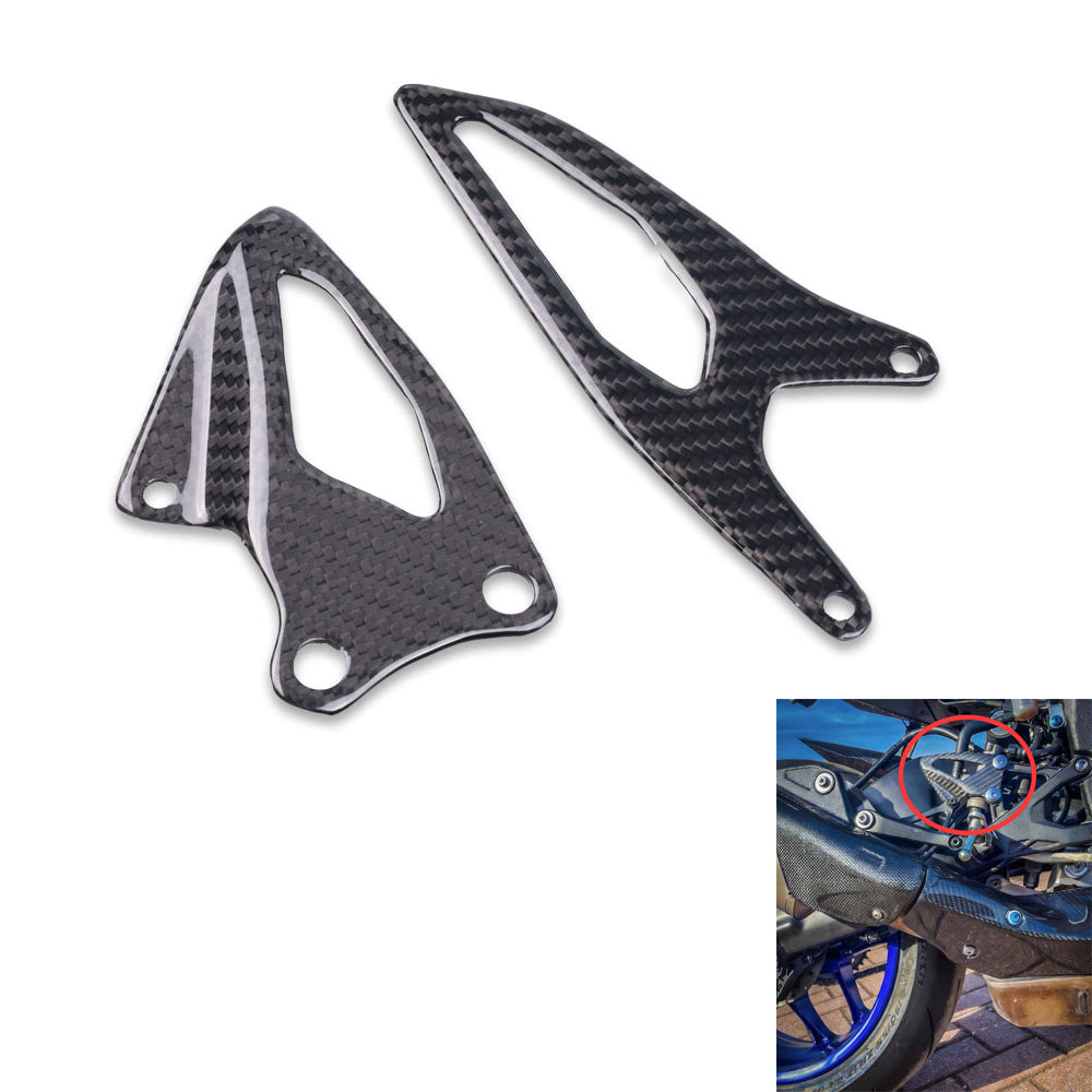 NT FAIRING Real 3K Carbon Fiber Rearsets Heel Guards Plates for Yamaha 2015-2026 R1 R1M R1S, Glossy 2x2 Twill Weave
