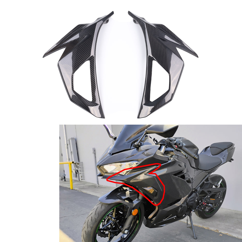 NT FAIRING Real 3K Carbon Fiber Upper Side Fairings for Kawasaki Ninja 2018-2023 EX400 400R, Glossy 2x2 Twill Weave