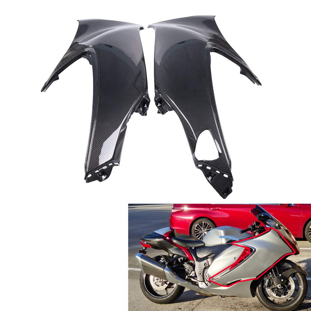 NT FAIRING Real 3K Carbon Fiber Side Panels with Winglets for Suzuki 2021-2026 Gen3 Hayabusa, Glossy 2x2 Twill Weave