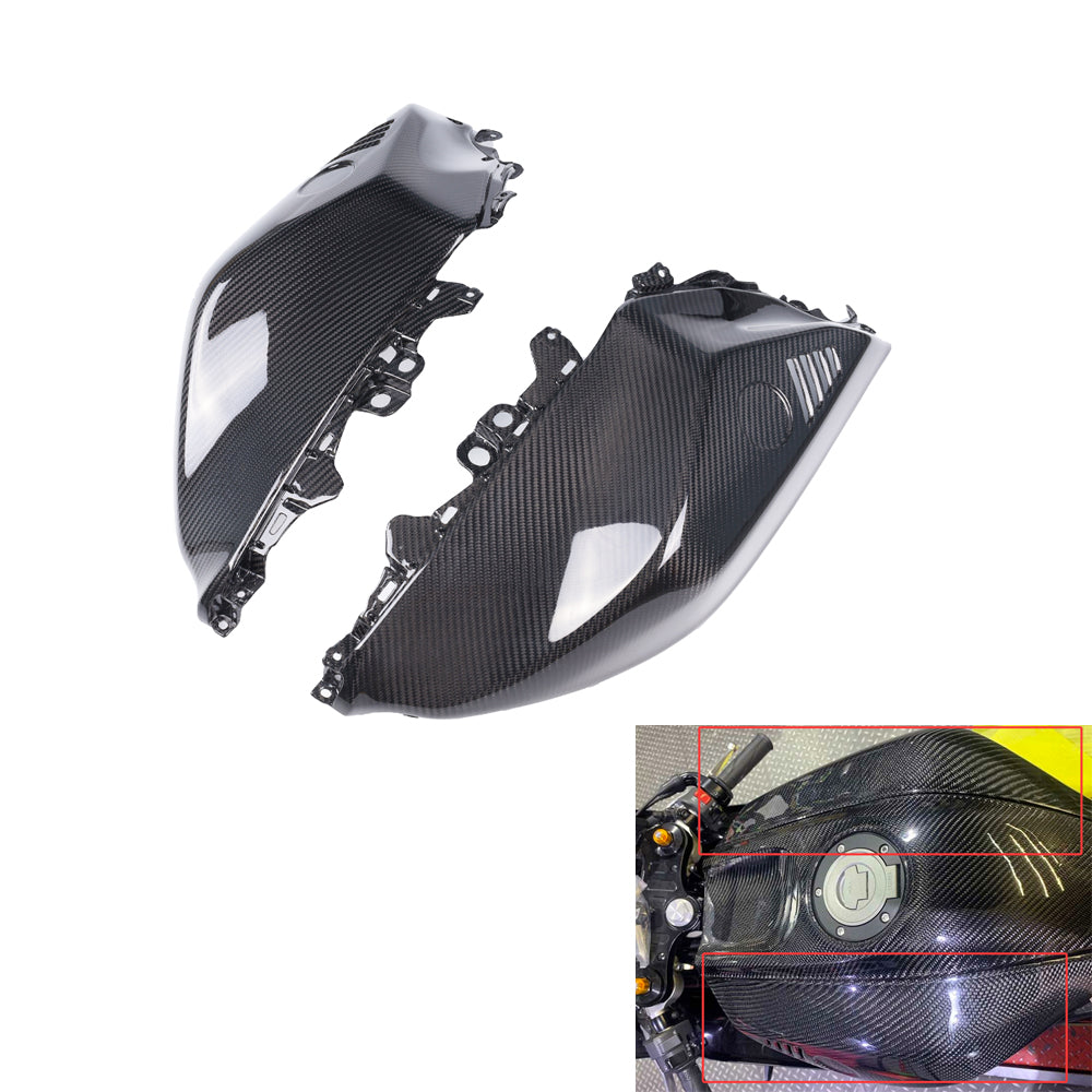 NT FAIRING Real 3K Carbon Fiber Side Tank Cover for Yamaha 2022-2026 YZF R7, Glossy 2x2 Twill Weave