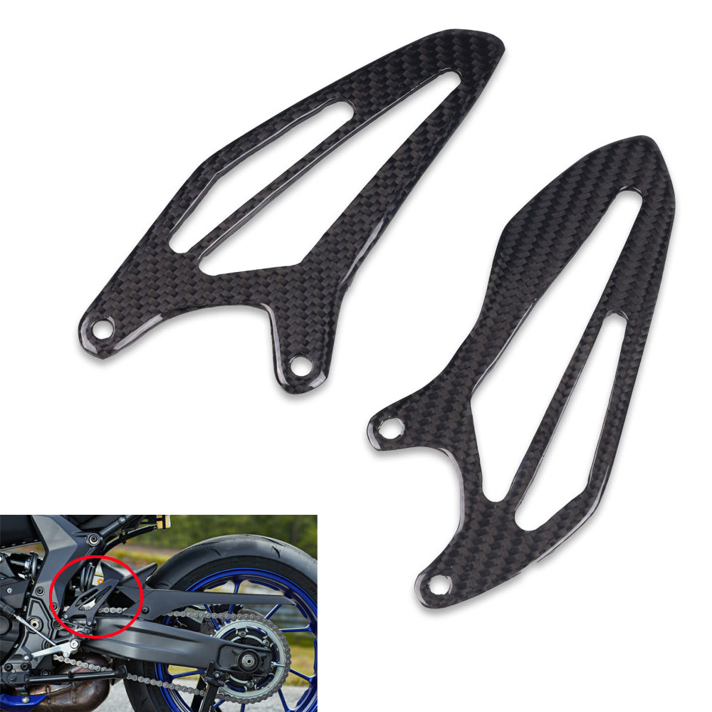 NT FAIRING Real 3K Carbon Fiber Rear Heel Plates for Yamaha 2022-2026 YZF R7, Glossy 2x2 Twill Weave