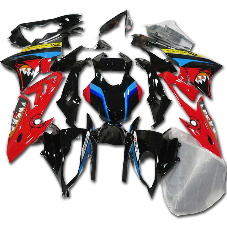 NT Fairing Fit for BMW 2017-2018 S1000RR A003- Black Red Shark Teeth | ABS Injection