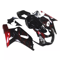 US STOCK NT Aftermarket Injection ABS Plastic Fairing Fit for GSXR 600/750 2001-2003 Black Red U101 Available in CA