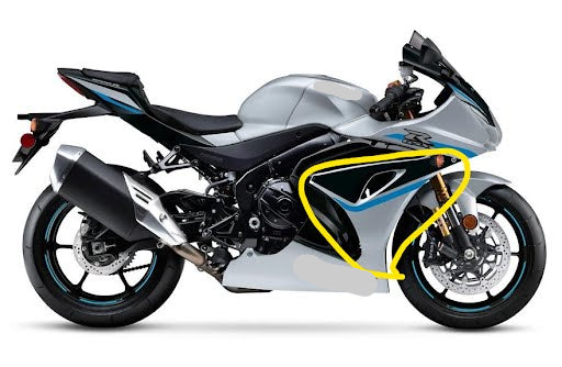 NT Aftermarket Right Side Mid Fairing Fit for GSXR 1000 2017-2025 Silver Blue
