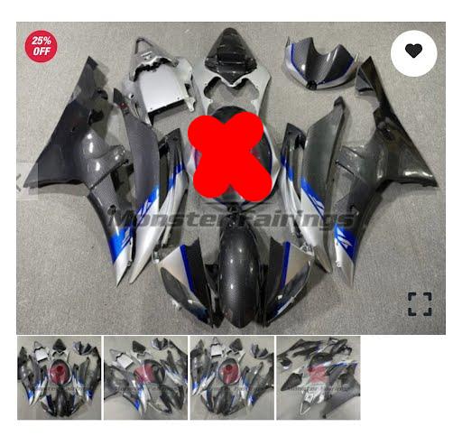 Custom Carbon Fiber Painted Fairing Kit fit for YZF R6 2008-2016 with HALF tank cover