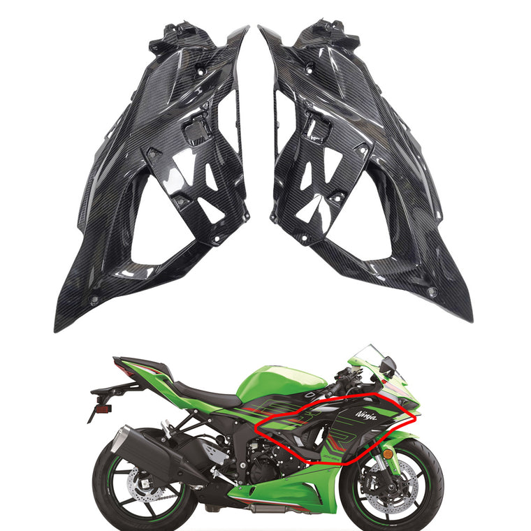 NT Carbon Fiber Side Upper Fairings Fit for Kawasaki Ninja 2024-2026 ZX6R 636