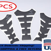 3PC 3D Vinyl Carbon Fiber Look Pro Fuel/Gas Tank Pad Motorcycle/Bike Protector
