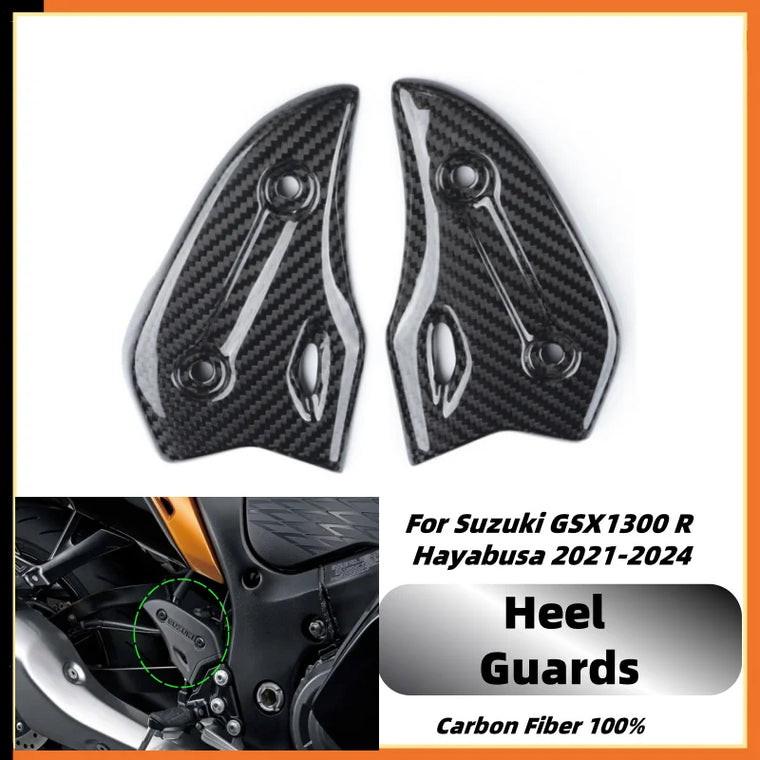2021-2024 Suzuki GSX1300R Gen3 Hayabusa Heel Plates - 100% Carbon Fiber