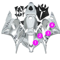 Aftermarket ABS Plastic Left Side Fairings and Front Fairing Fit for 2009-2012 CBR600RR White Silver