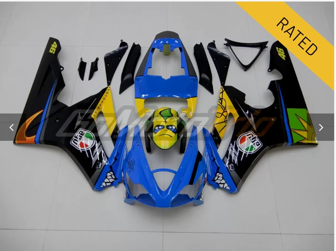 Fit for 2006 2008 Triumph Daytone 675 Rossi Shark Glossy black blue yellow injection Fairing c001