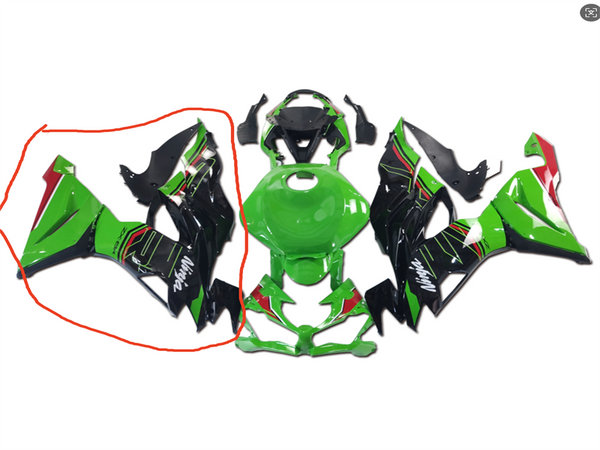 NT Aftermarket Injection Side Fairing Fit for ZX6R 636 2019-2023 Green Black( marked in red)