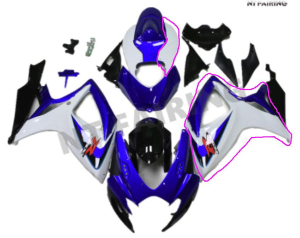 Aftermarket ABS Plastic Left Side Upper and Mid Fairing and Left Side Tail for 2006-2007 GSXR 600 750