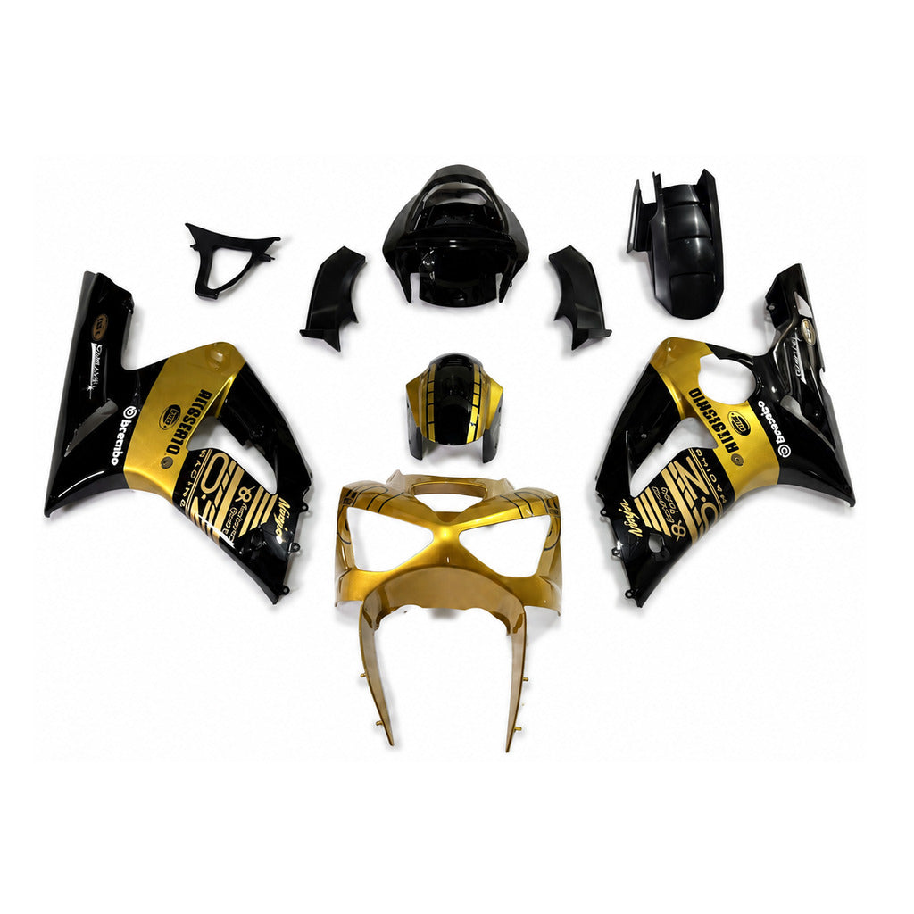 NT Fairing Fit for Kawasaki 2003-2004 ZX-6R N049- Gold Black | ABS Injection - 1