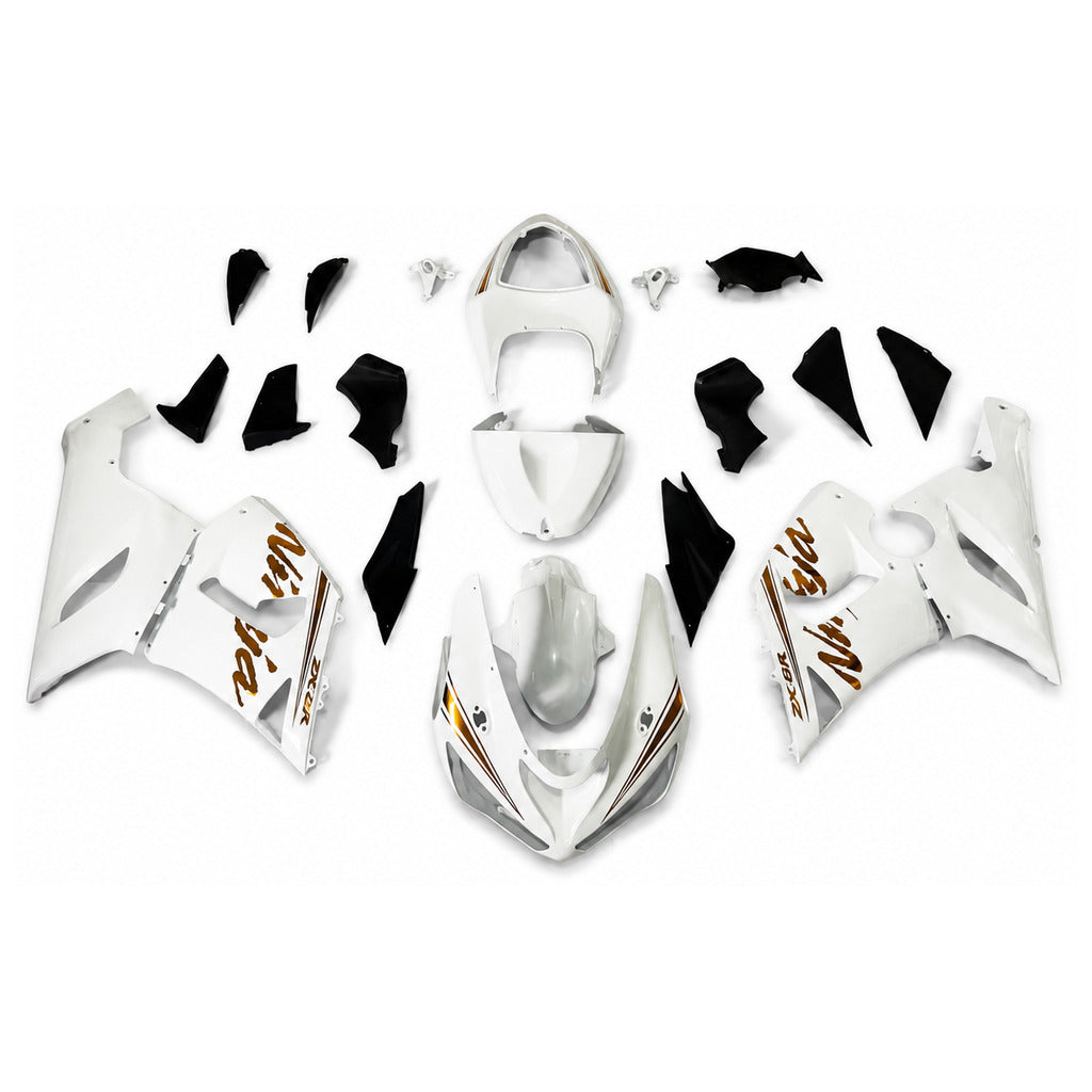 NT Fairing Fit for Kawasaki 2005-2006 ZX-6R N079- Gold White Black | ABS Injection - 1