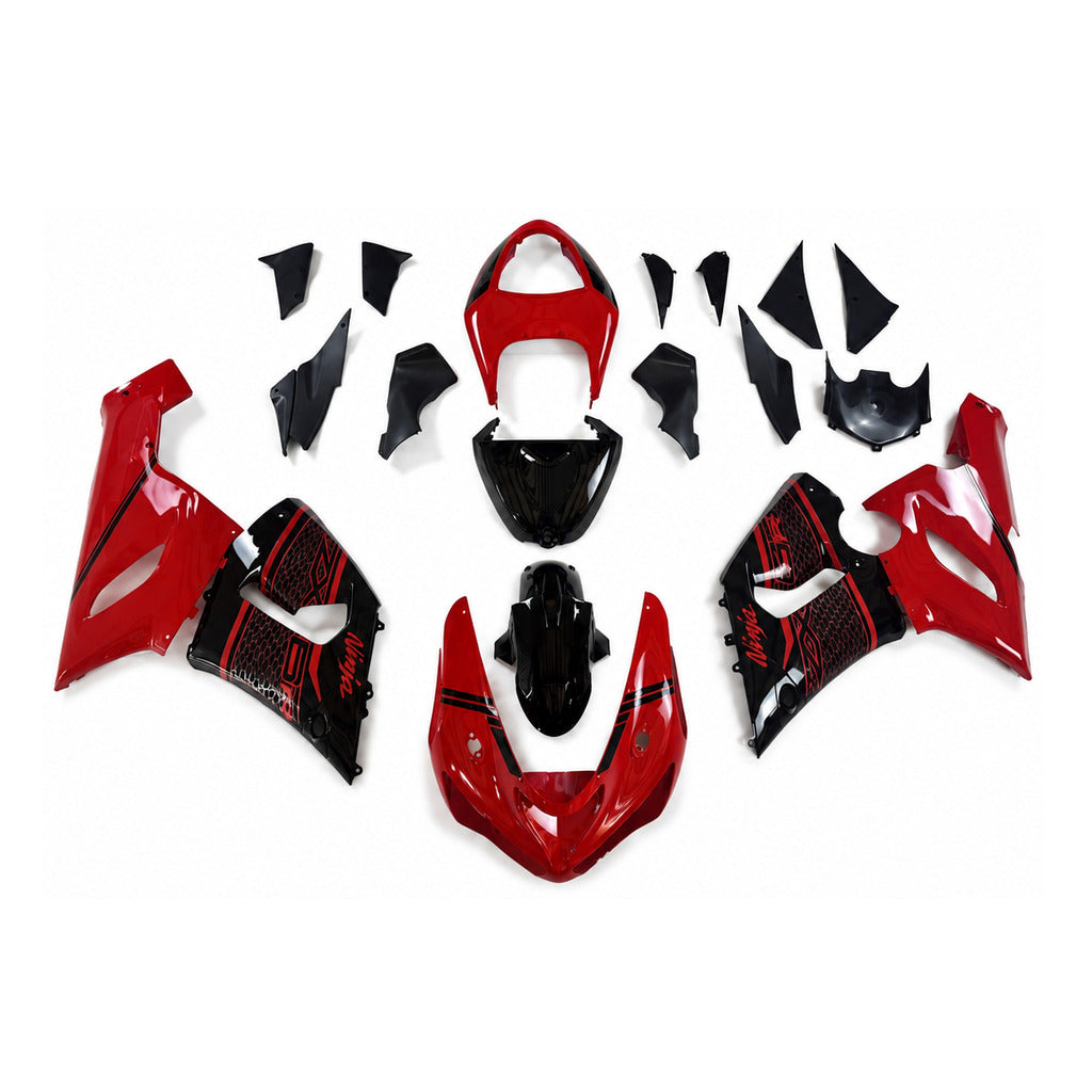 NT Fairing Fit for Kawasaki 2005-2006 ZX-6R N084- Red Black | ABS Injection - 1