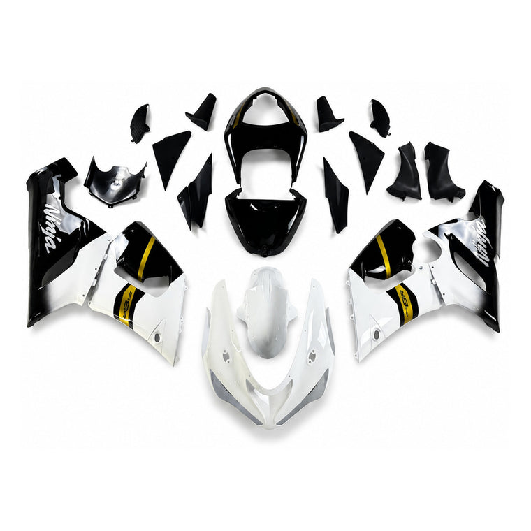 NT Fairing Fit for Kawasaki 2005-2006 ZX-6R N086- White Black Gold | ABS Injection