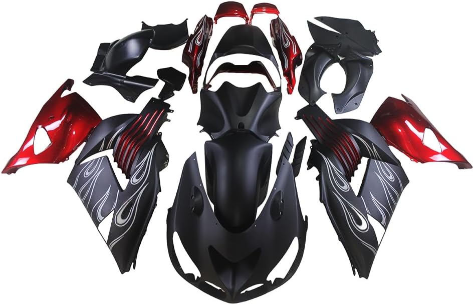 NT Fairing Fit for Kawasaki 2006-2011 ZX-14R N023- Black Red | ABS Injection, US Stock
