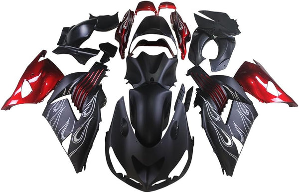 US STOCK NT Aftermarket Injection ABS Plastic Fairing Fit for ZX14R 2006-2011 Black Red N023 Available in CA