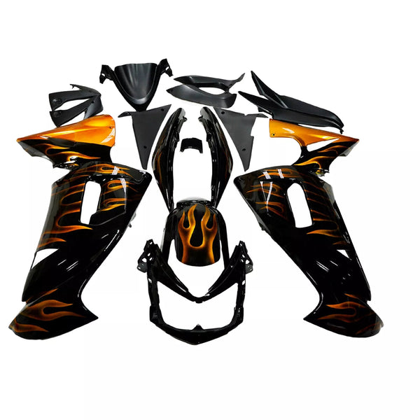 NT ABS Plastic Fairing Fit for  Ninja 650R 2006-2008 ER6F Bodywork Black Gold Flame N019